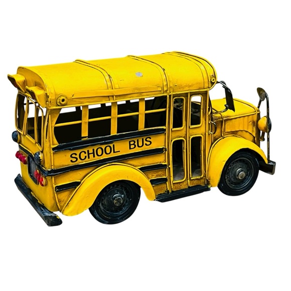 School Bus Vintage-Style DecorativeYellow Metal/Model Worn/Finish - Picture 2 of 12
